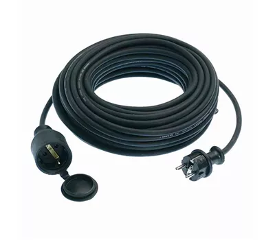 AS-Schwabe Gummi-Verlängerungsleitung 25 m, schwarz