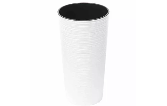 Siena Garden Pflanzkübel Locon, rund, Ø 30x57,0 cm Rillenoptik in weiß Kunststoff 