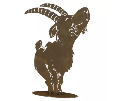 H.G-Deko Steinbock groß auf Platte 53cm Naturrost 