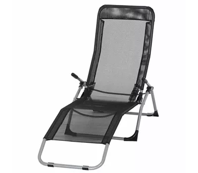 Bäderliege silber/schwarz Gestell silber / Bezug schwarz