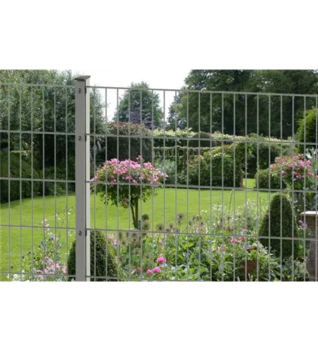 Doppelstabmattenzaun 143 x 251 cm, feuerverzinkt / silbergrau, 6/5/6, Premium