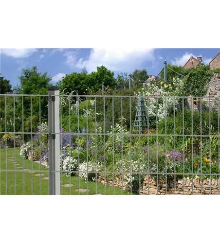 Doppelstabmattenzaun 183 x 251 cm, feuerverzinkt / silbergrau, 8/6/8, Standard